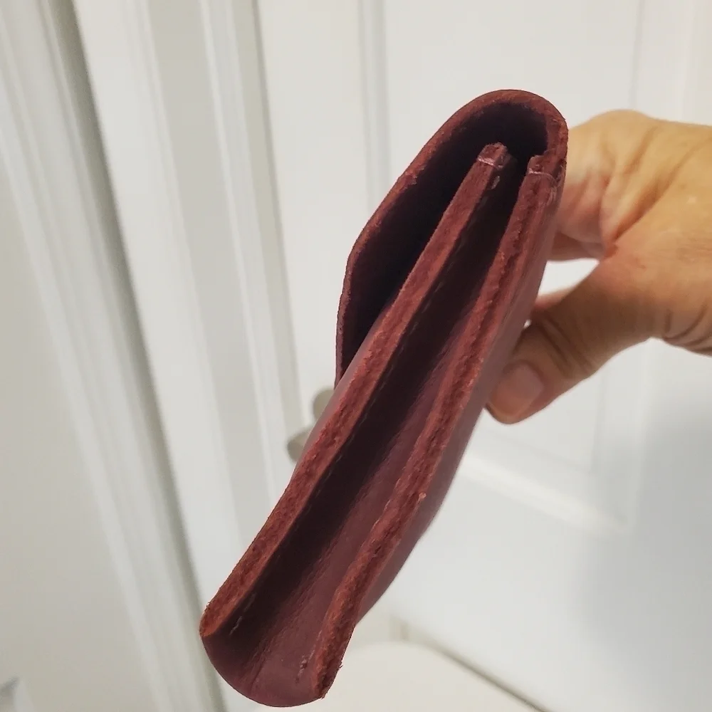 Hide and Drink Maroon Leather Large Snap Close Wallet, Unisex